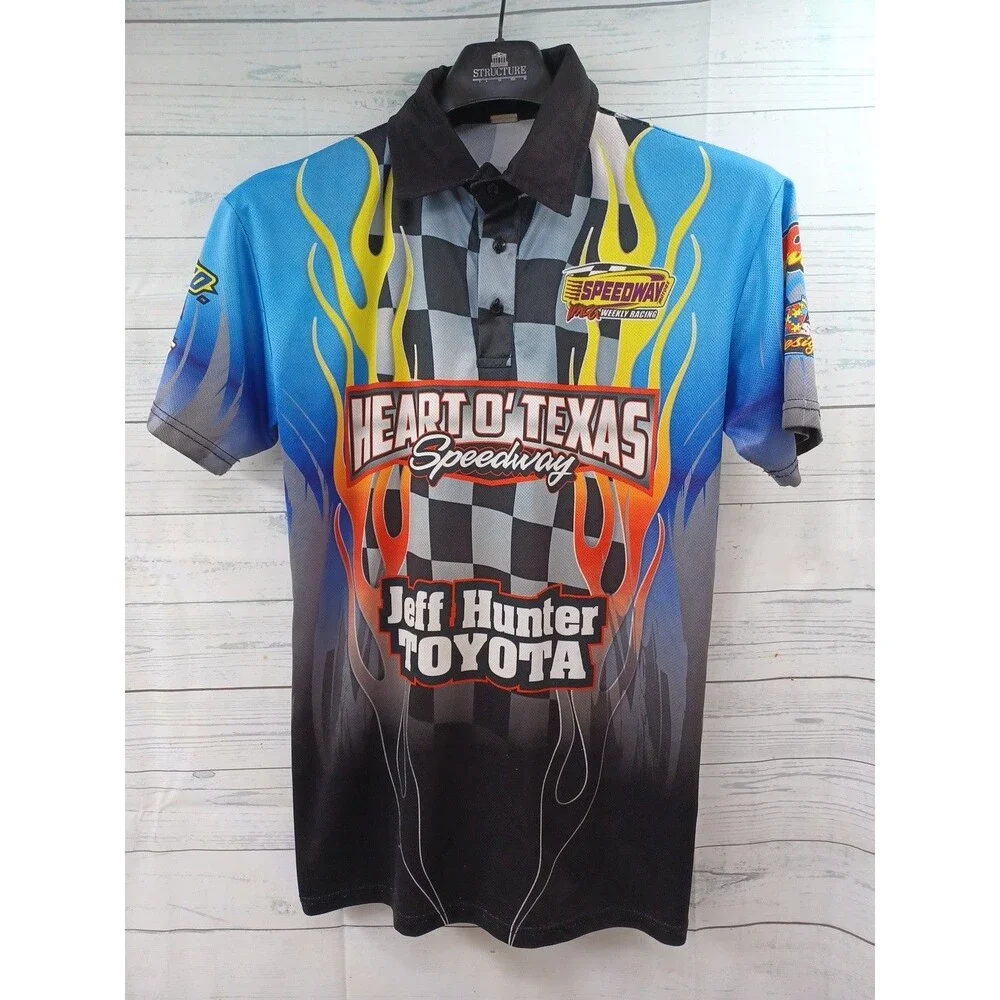 Toyota Polo Shirt Weekly Racing Sz L Speedway Motors Jeff Hunter Sponsors
